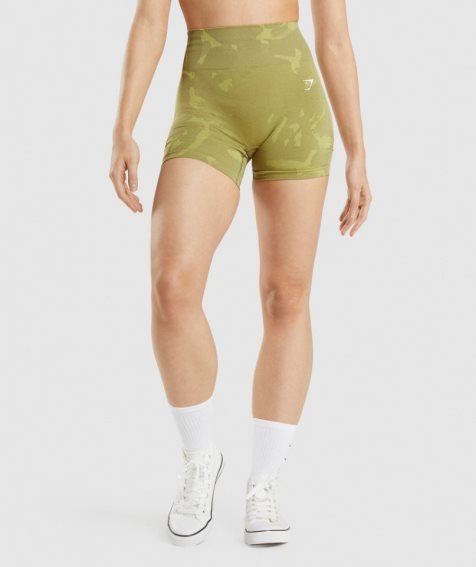 Women's Gymshark Adapt Camo Seamless Shorts Olive | CA 670D5N